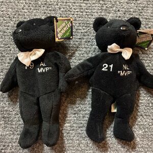 MLB Black Plush Bear Duo with Cream Bowties